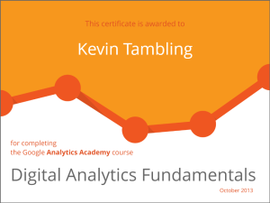 Digital Analytics Fundamentals course completion certificate